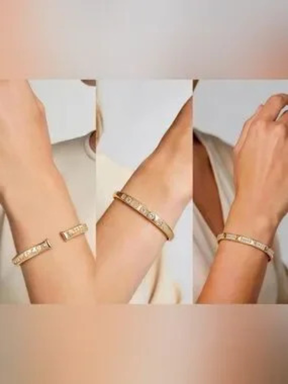 Anthropologie Gold Crystal-Accented Stackable Bangle Set - Picture 4 of 6